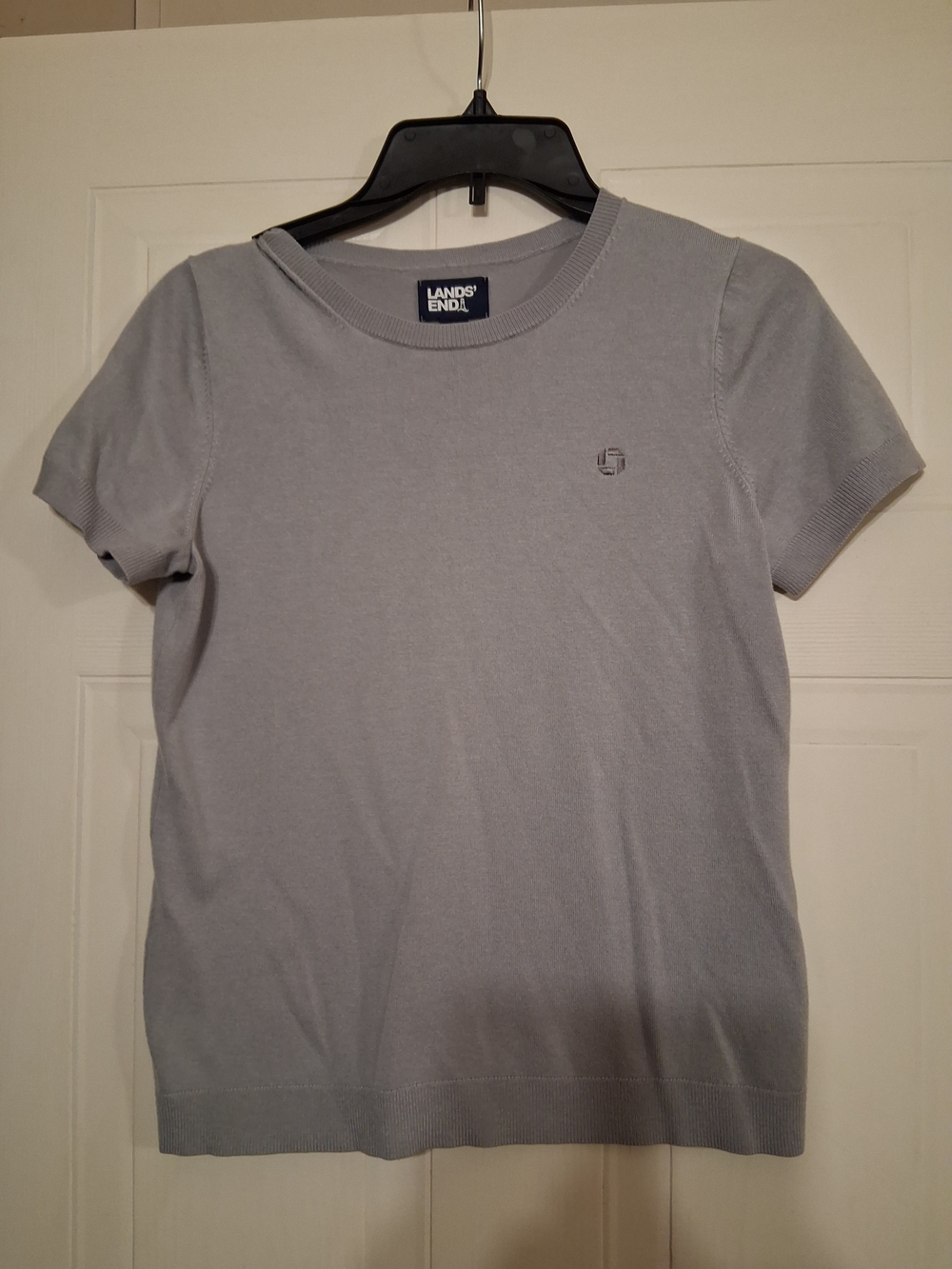 Lands' End Chase Short Sleeve Crewneck Top - Light Gray